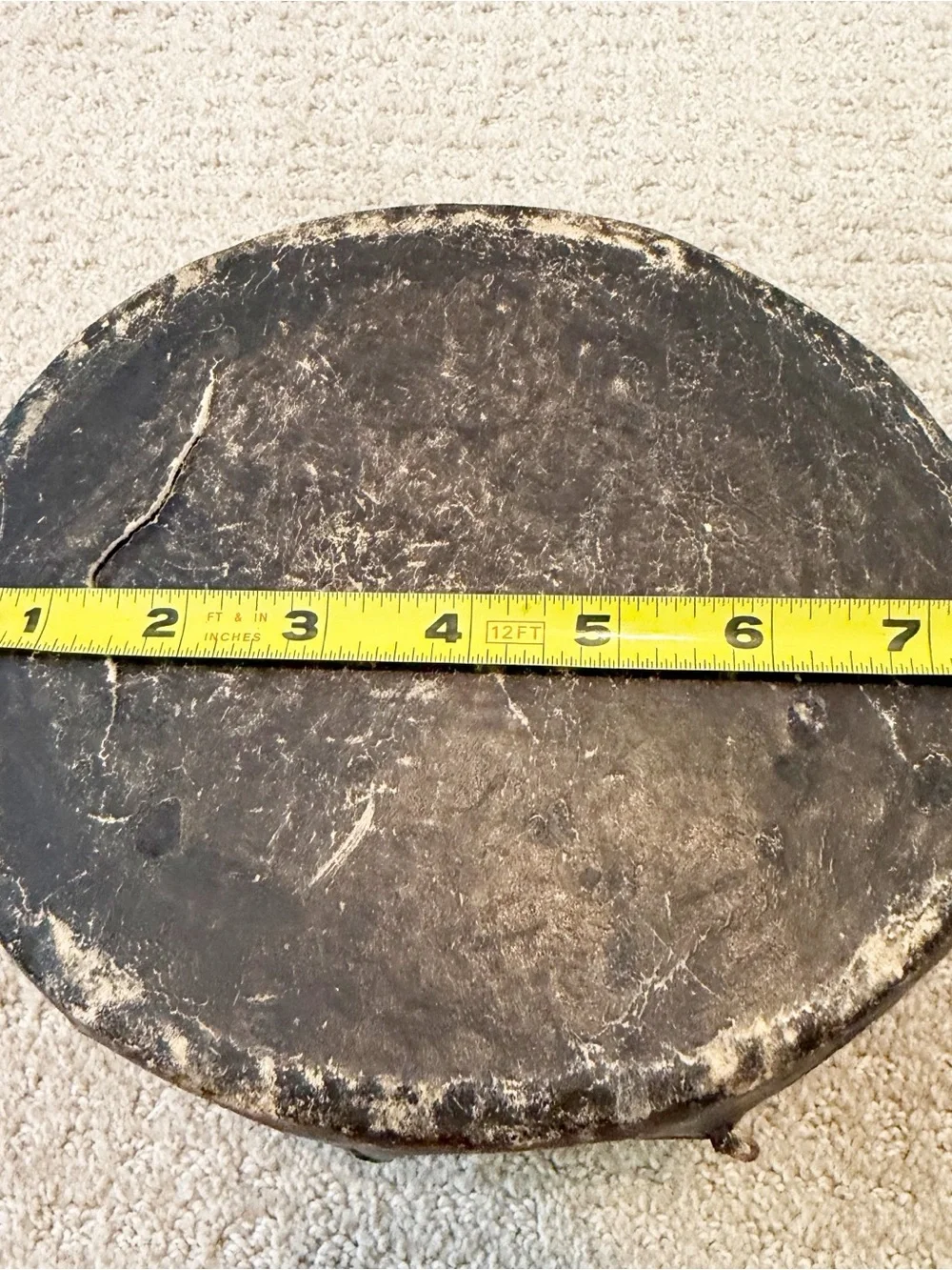 Vintage Cochiti Pueblo Native American Painted Rawhide Wood Hand Drum 7.5